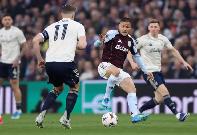Buendia dribbles in midfield