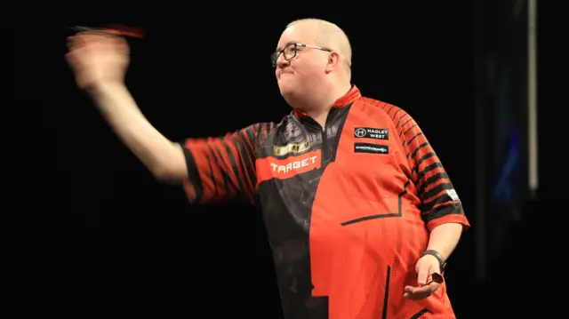 Stephen Bunting during his match against Luke Humphries on night fourteen of the BetMGM Premier League 2026 at First Direct Bank, Leeds