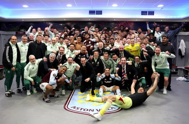 Villa celebrate in the dressing room