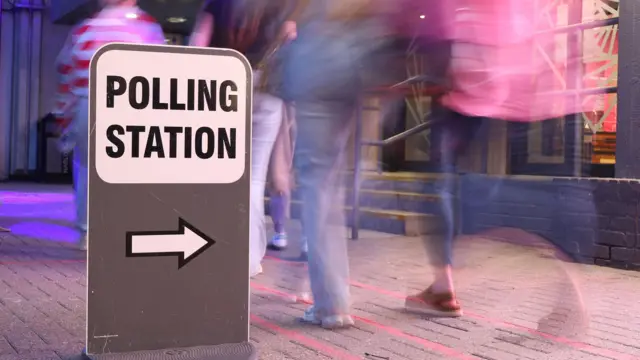 A Polling Station during the 2026 local elections at Harlow Playhouse, Essex.