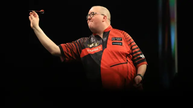 Stephen Bunting during his match against Luke Humphries on night fourteen of the BetMGM Premier League 2026 at First Direct Bank, Leeds