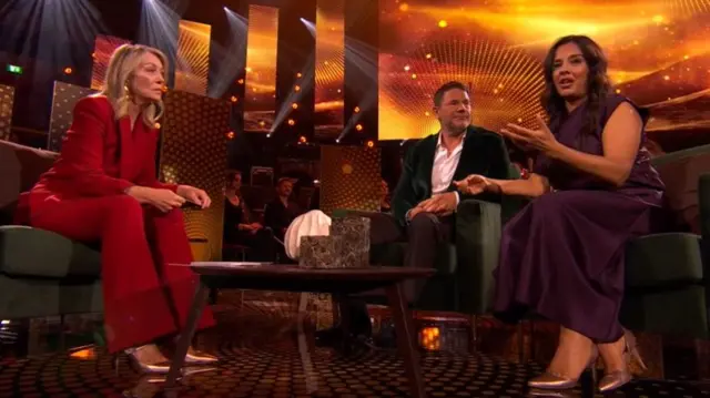 Kirsty Young (left) with Steve Backshall (centre) and Liz Bonnin (right)