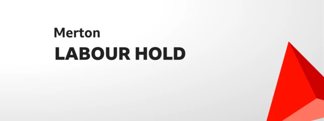 Graphic with Labour hold and Merton written on it