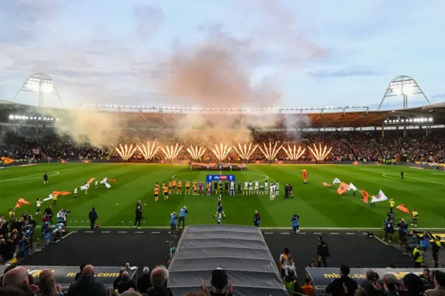 Players walk out