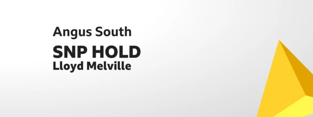 Card showing result of election for Angus South. Lloyd Melville, SNP hold