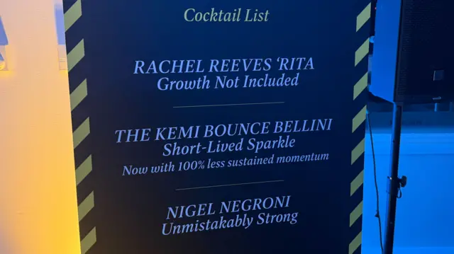 The Reform party's cocktail list