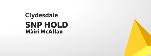 Card showing result of election for Clydesdale. Màiri McAllan, SNP hold