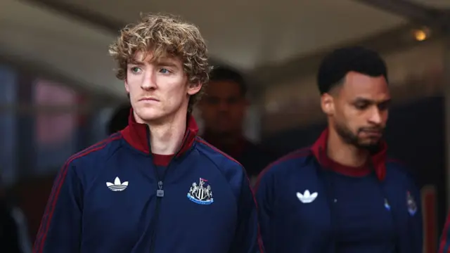 Anthony Gordon of Newcastle United arrives at the stadium prior to the Premier League match between Crystal Palace and Newcastle United at Selhurst Park