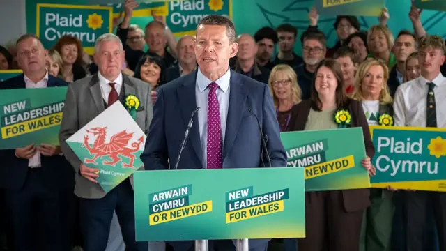 Rhun ap Iorwerth addressing a crowd