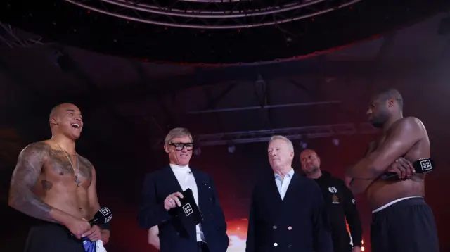 Fabio Wardley laughs as he looks at Daniel Dubois