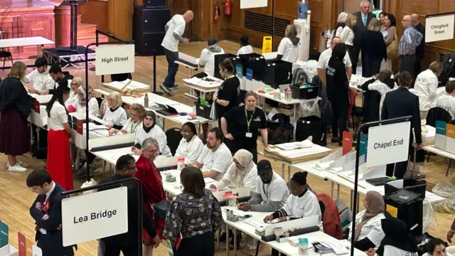 A view of the vote count in Waltham Forest