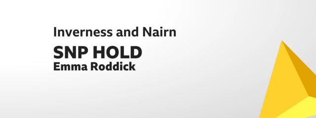 Card showing result of election for Inverness and Nairn. Emma Roddick, SNP hold