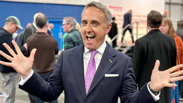 Scottish Lib Dem leader Alex Cole-Hamilton celebrates his victory