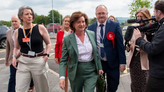 Elunend Morgan arriving at the count in Wales