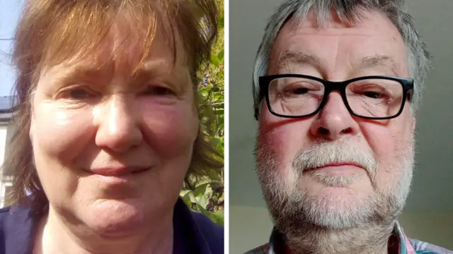 Side by side selfies of Lindsay Beaton and Timothy Pye
