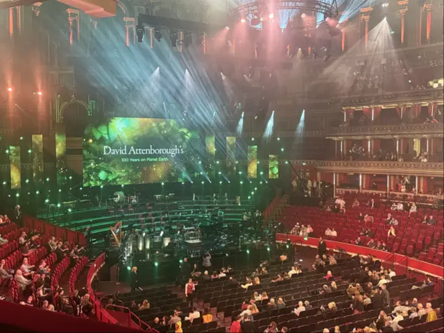 Inside the Royal Albert Hall as people take to their seats to celebrate Sir David Attenborough