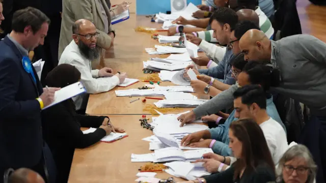 Votes for Westminster City Council are counted for the 2026 local elections, at The Lindley Hall in Westminster