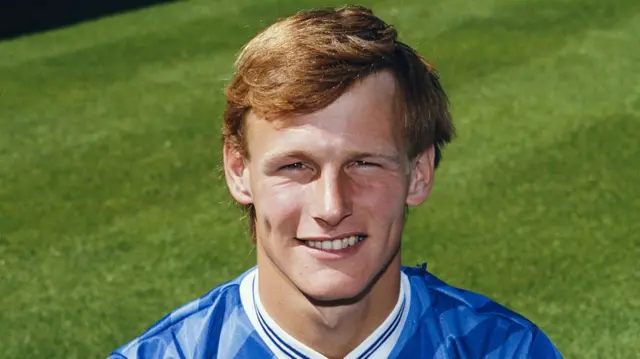 Teddy Sheringham in a blue Millwall shirt