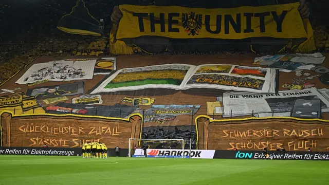 Dortmund fans diplay a giant Tivo