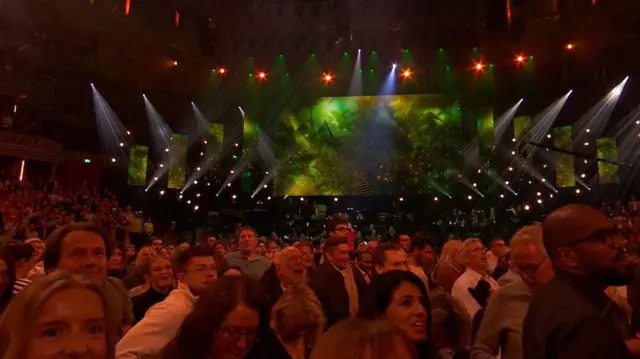 The audience at the Royal Albert Hall sings Happy Birthday to Sir David Attenborough