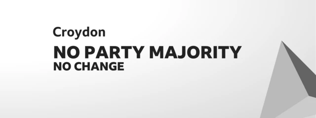 Graphic with Croydon, no party majority and no change written on it