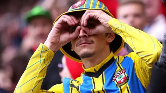 Southampton fan pretending to spy