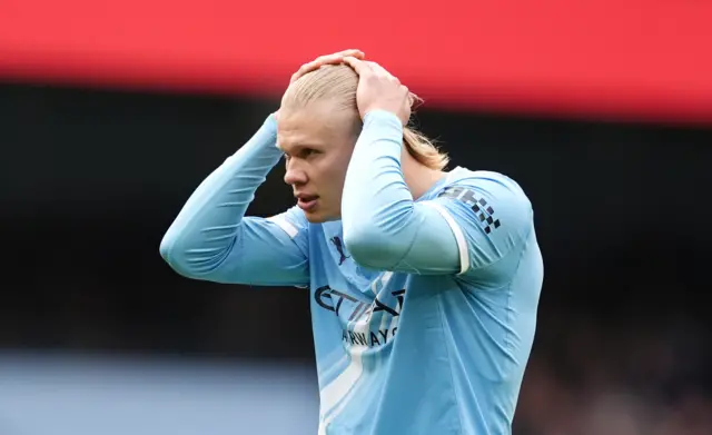 Erling Haaland reacts