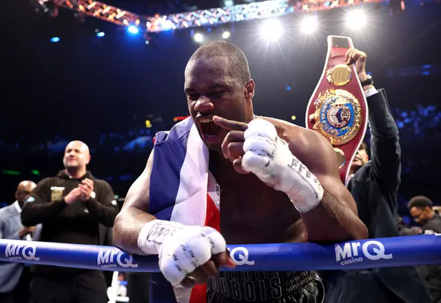 Daniel Dubois shouting over the rope