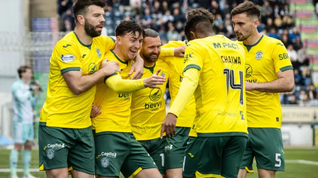 Hibernian's Josh Campbell celebrates scoring to make it 1-0