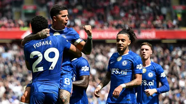 Enzo Fernandez of Chelsea celebrates