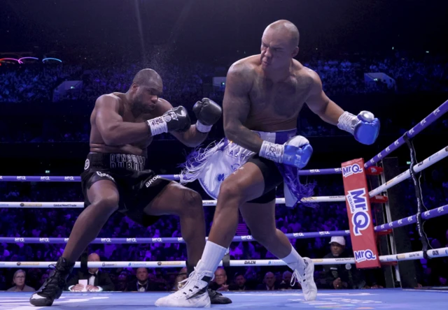 Daniel Dubois is punched hard by Fabio Wardley