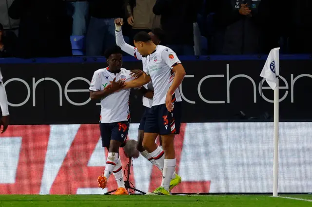 Goal celebrations for Amario Cozier-Duberry of Bolton Wanderers