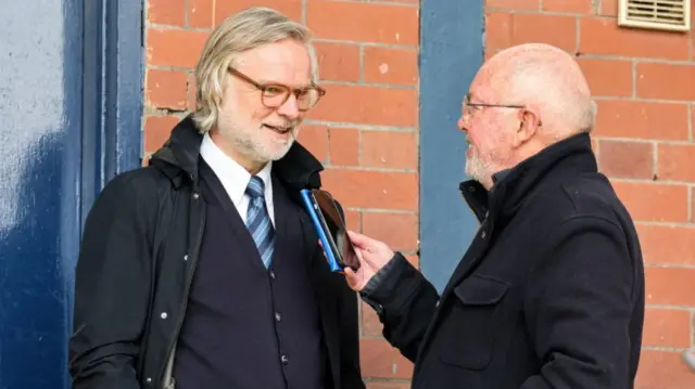 Dundee's Steven Pressley and BBC's Chick Young