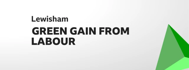 Graphic with Lewisham Green gain from Labour written on it