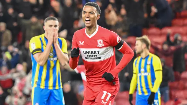 Morgan Whittaker celebrates scoring in the 4-0 win against Southampton in January