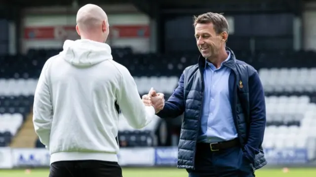St Mirren's Craig McLeish and Kilmarnock's Neil McCann shake hands