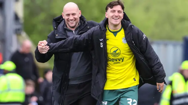David Gray and double goal-scorer Josh Campbell at full time