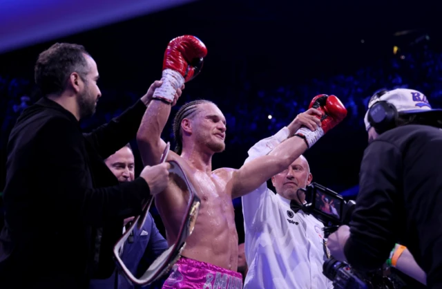 Jack Rafferty celebrates in the ring