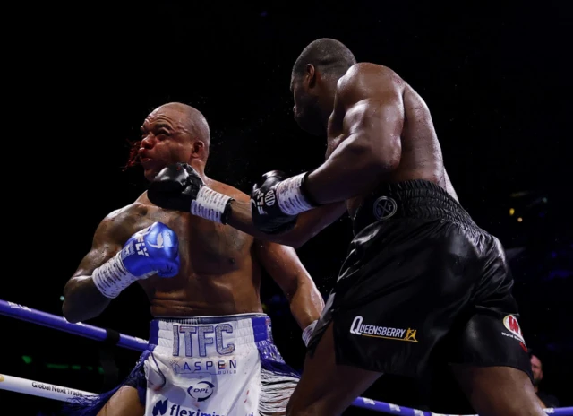 Fabio Wardley is punched hard by Daniel Dubois