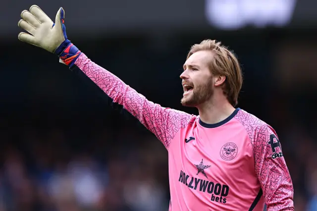 Caoimhin Kelleher of Brentford reacts