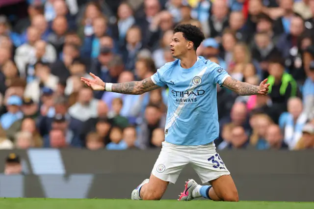 Nico O'Reilly of Manchester City reacts