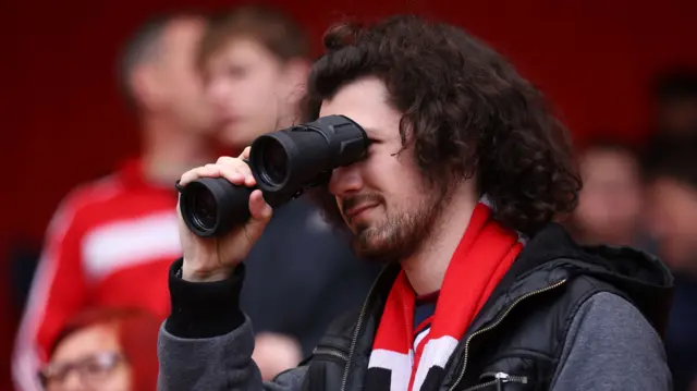 A Middlesbrough fan with binoculars