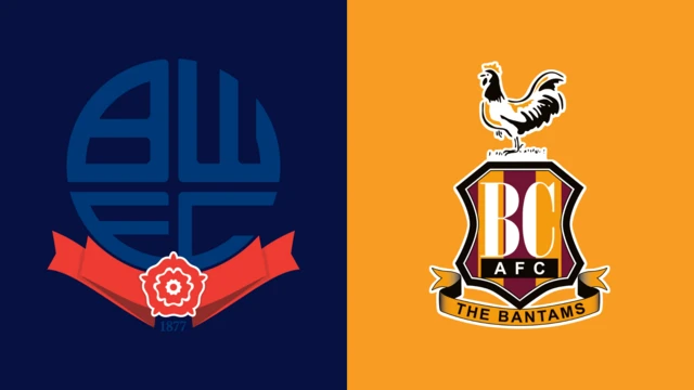 The Bolton and Bradford City club badges side by side