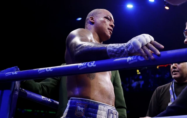 Fabio Wardley in the ring after defeat