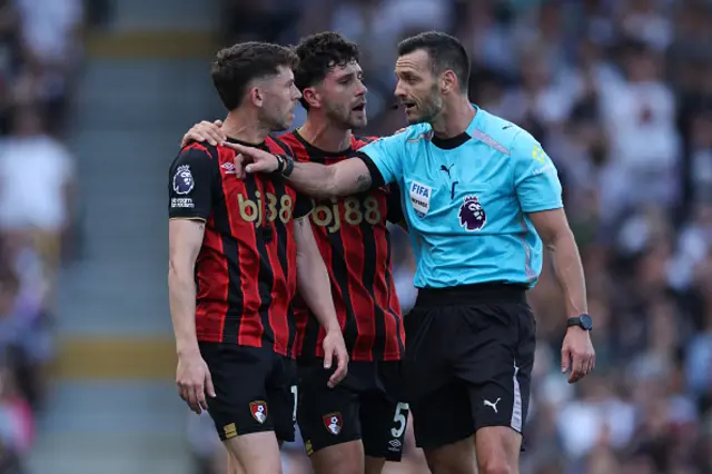 Andrew Madley sends off Bournemouth's Scottish midfielder  Ryan Christie