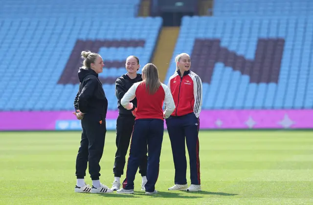 Villa and Arsenal's England contingent chat pre match