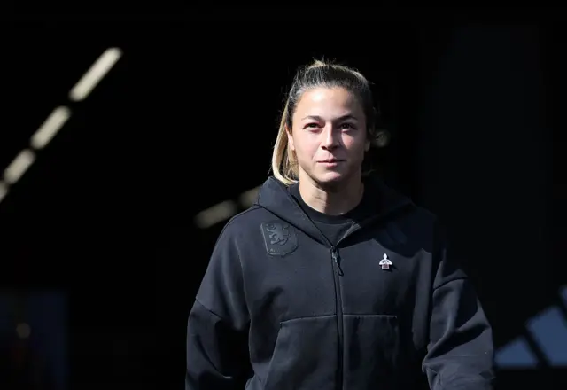 Sabrina D'Angelo arrives at Villa Park