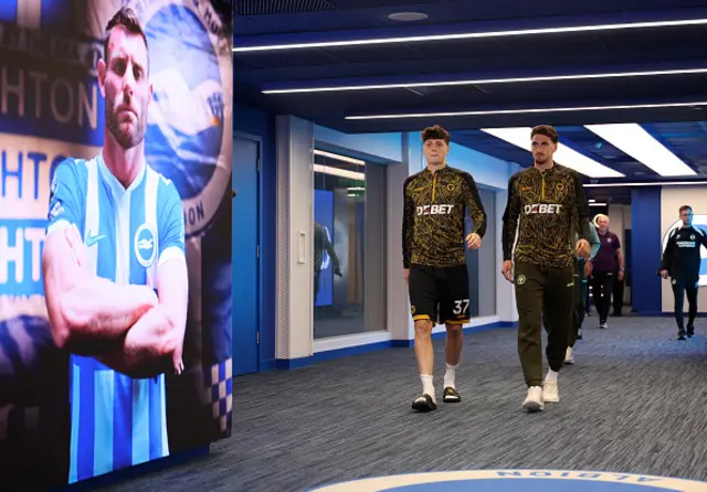 Ladislav Krejci and Santiago Bueno of Wolverhampton Wanderers arrive at the stadium