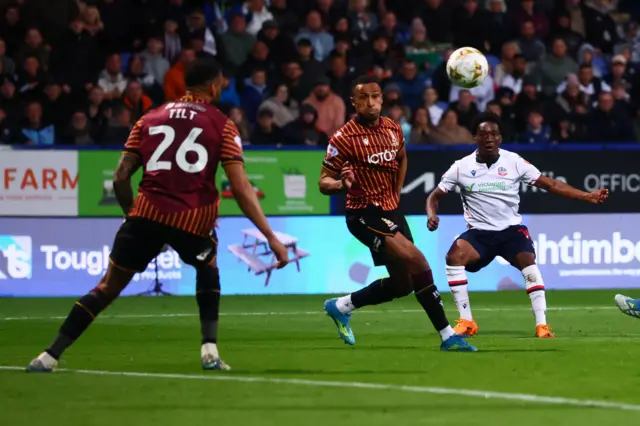 Goal celebrations for Amario Cozier-Duberry of Bolton Wanderers