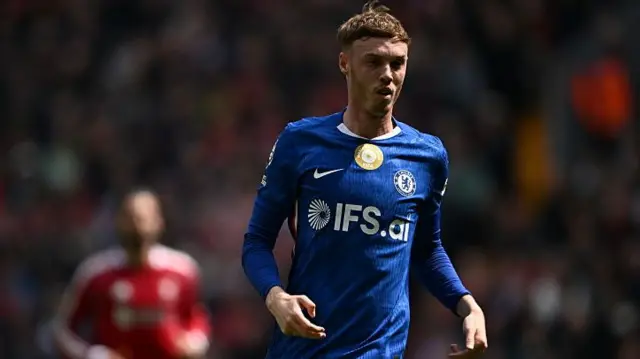 Cole Palmer in full blue Chelsea kit
